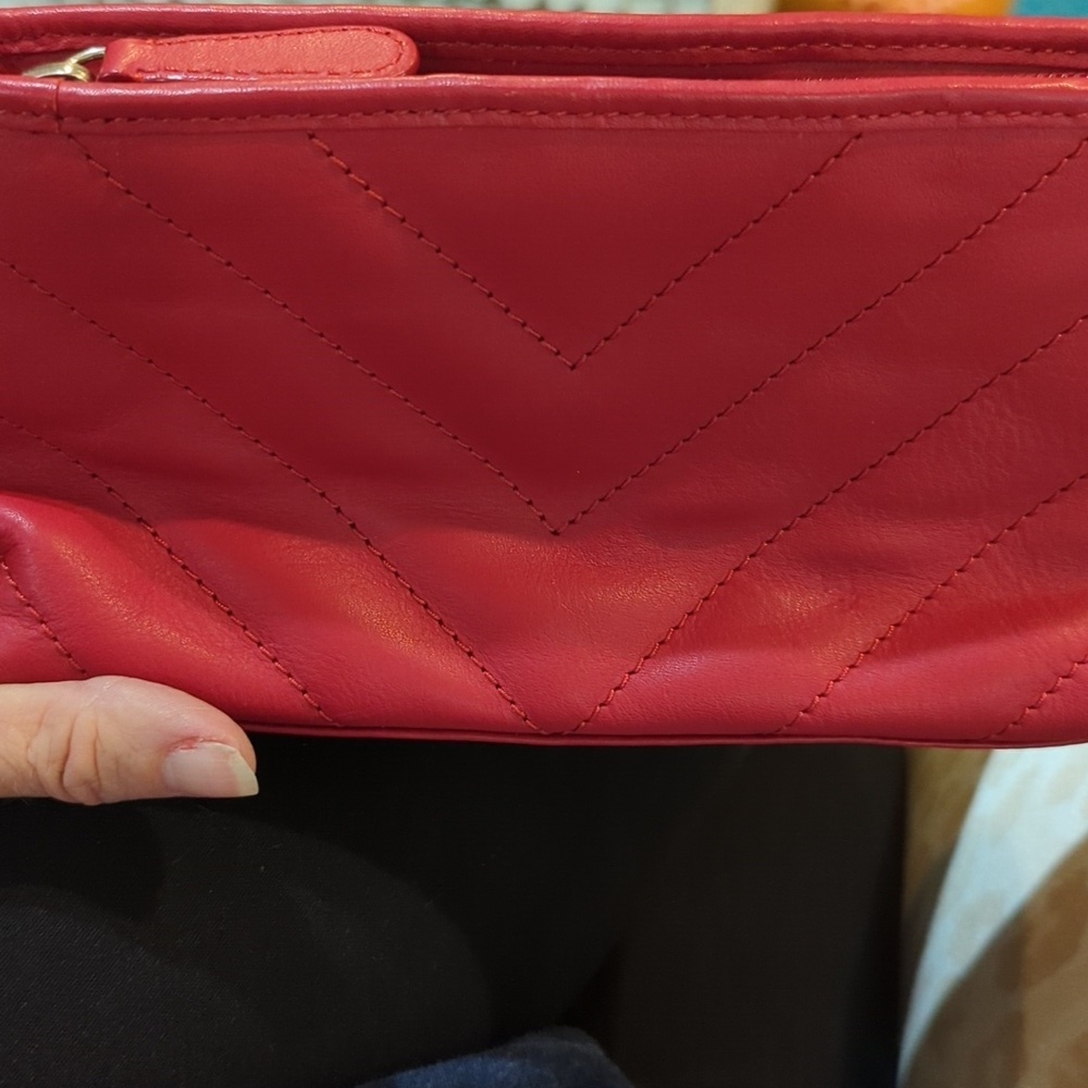 Furla red leather makeup bag for your purse